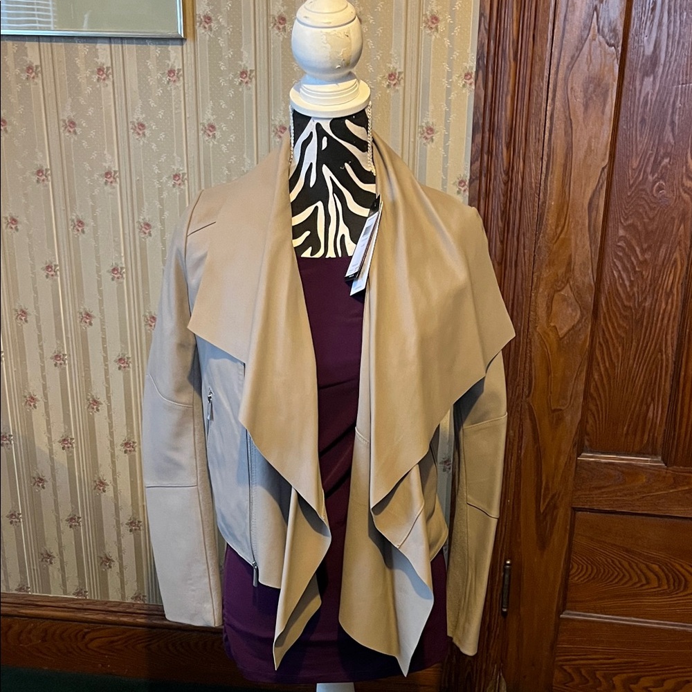 BCBGMaxAzria Beige Drape Front jacket